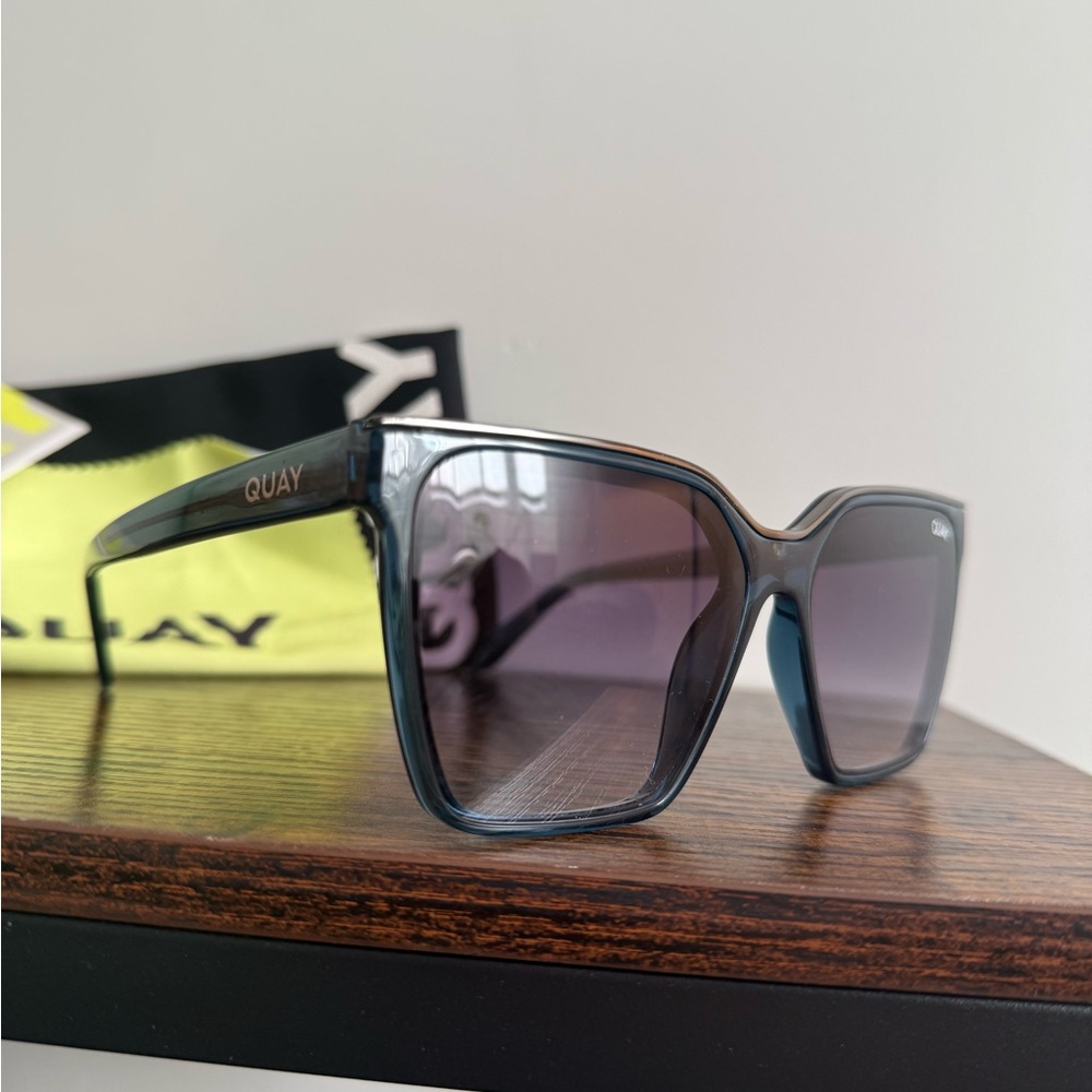 Quay Australia Blue Oversized Square Sunglasses